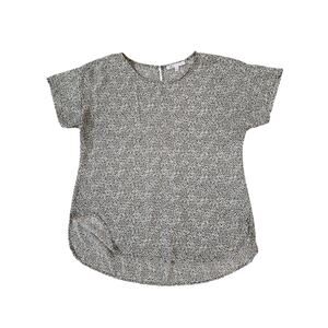 DR2 Black White Animal Print Blouse Size Small Micro Leopard Dolman Top